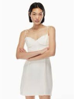 Aritzia Wilfred Fable White Tie Shoulder Slip Mini Dress Womens Sz 0